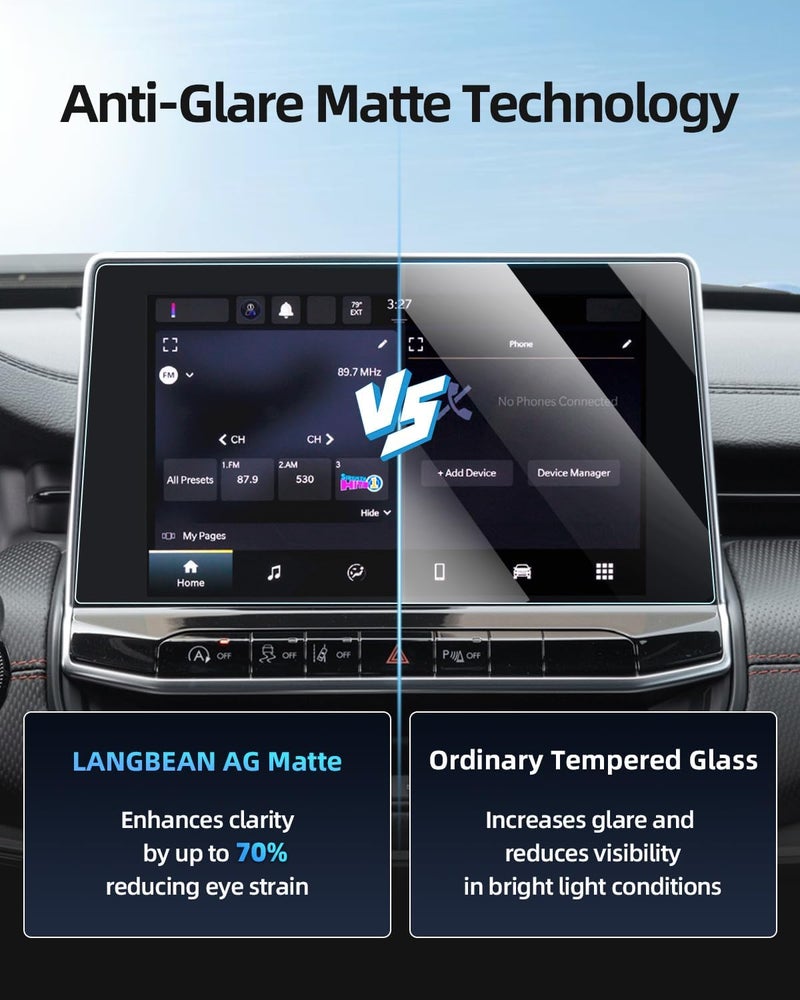 LANGBEAN Anti-Glare Matte Screen Protector for 2022-2025 Jeep Compass (Latitude/Limited/Trailhawk) 10.1-Inch Infotainment Touchscreen, 2025 Jeep Compass Accessories - Image 3